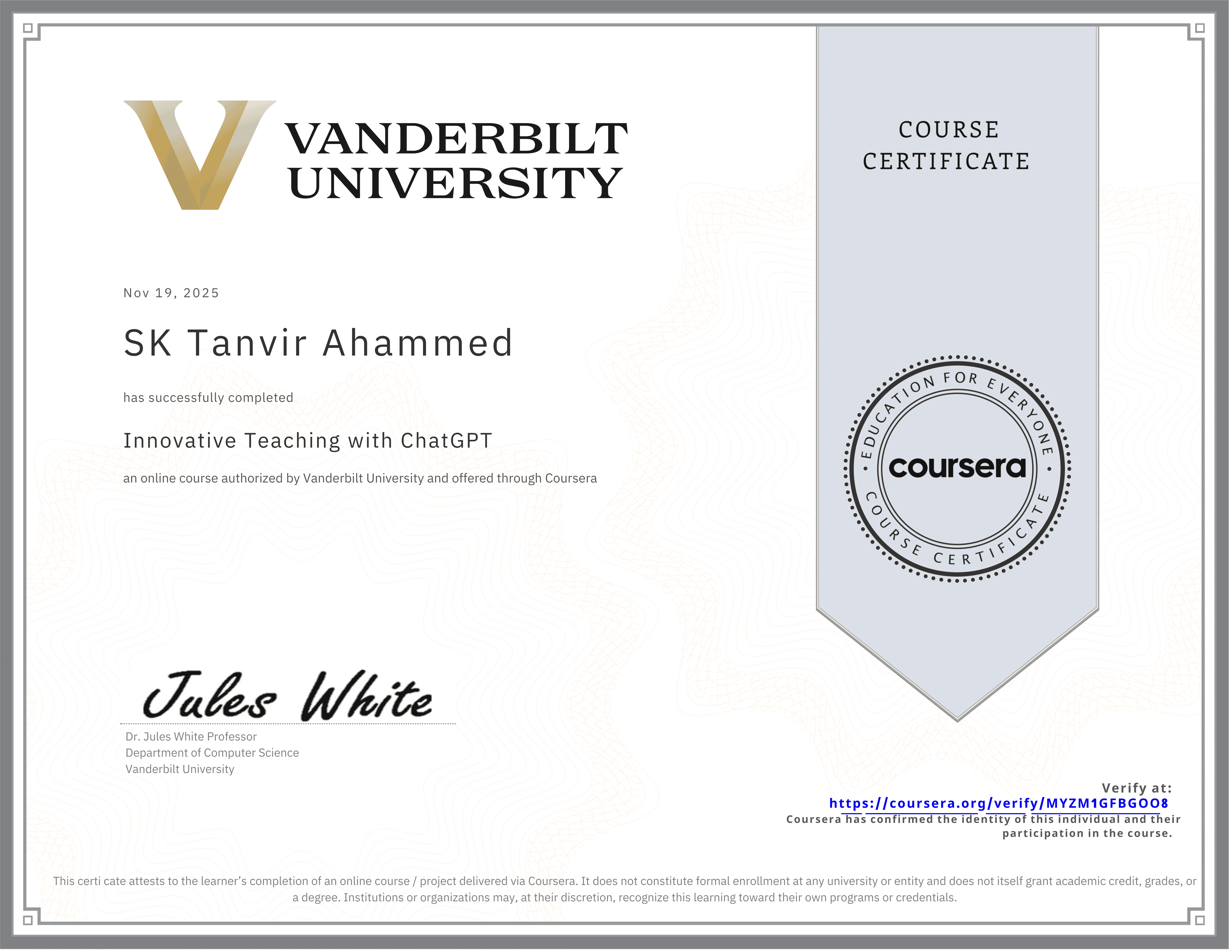 Innovative Teaching with ChatGPT from VANDERBILT UNIVERSITY
